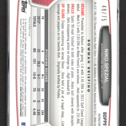 2013 Topps Bowman Chrome Niko Spezial #BDPP97 Green Refractor 48/75