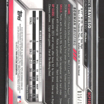 2016 Bowman Chrome Nick Travieso #BCP149 Blue Refractor /150