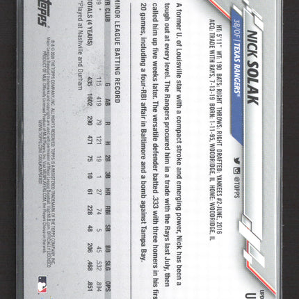 2020 Topps Update Series Nick Solak #U-149 RC