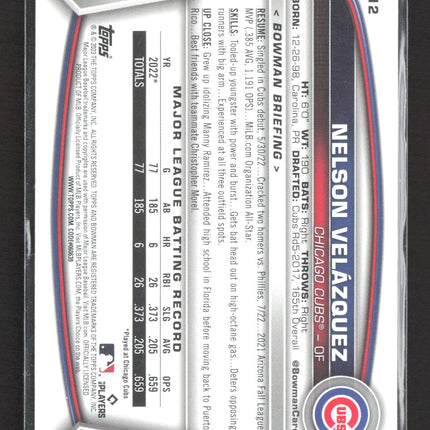 2023 Bowman Nelson Velazquez #12 Green RC /399