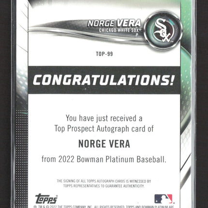 2022 Bowman Platinum Norge Vera #TOP-99 auto