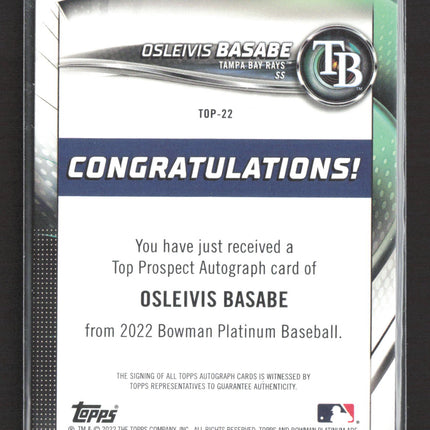 2022 Bowman Platinum Osleivis Basabe #TOP-22 Auto