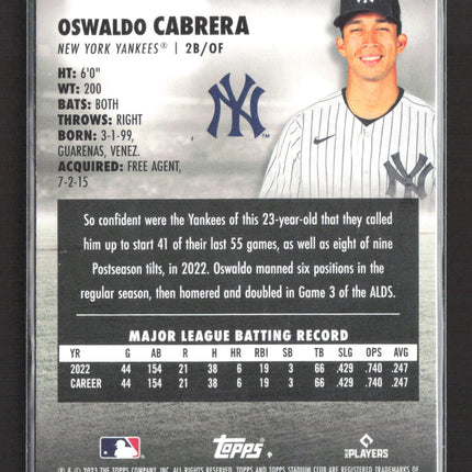 2023 Topps Stadium Club Oswaldo Cabrera #93 RC