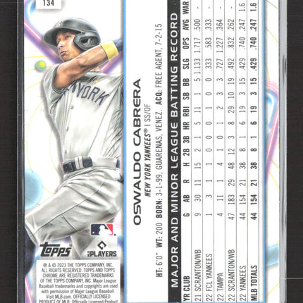 2023 Topps Chrome Cosmic Oswaldo Cabrera #134 RC