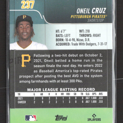 2022 Topps Stadium Club Chrome Oneil Cruz #237 RC