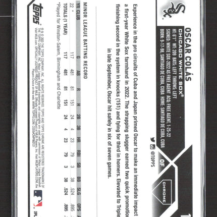 2023 Topps Chrome Oscar Colas #145 Sepia RC
