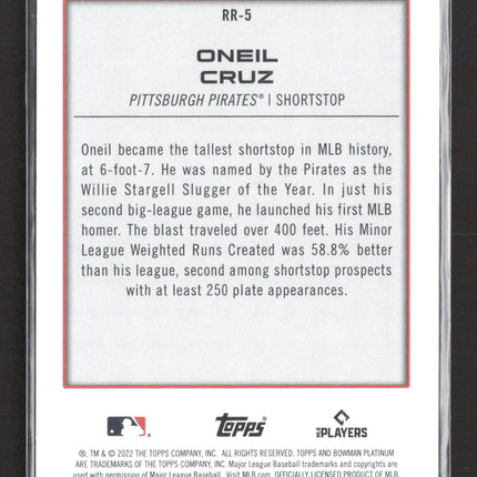 2022 Topps Bowman Platinum Renowned Rookies Oneil Cruz #RR-5 Base