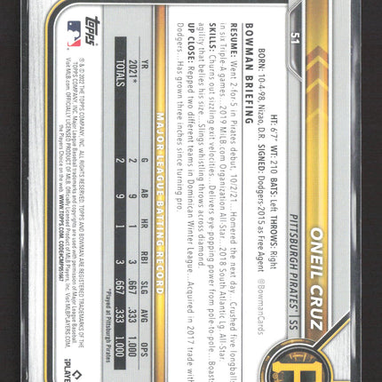 2022 Bowman Oneil Cruz #51 RC