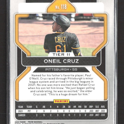 2022 Panini Prizm Oneil Cruz #118 Tier II RC
