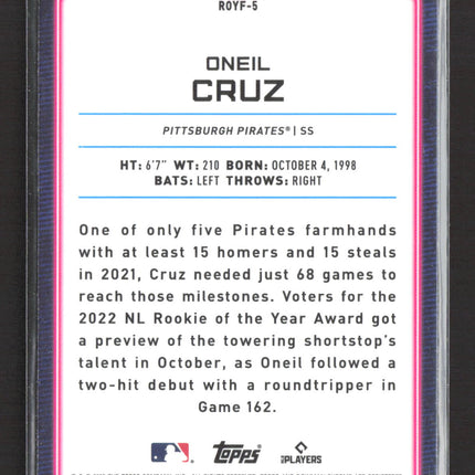 2022 Bowman Chrome Rookie of the Year Favorites Oneil Cruz #ROYF-5 RC
