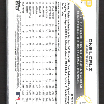2022 Topps Chrome Oneil Cruz #128 Sonic Black & White RayWave RC