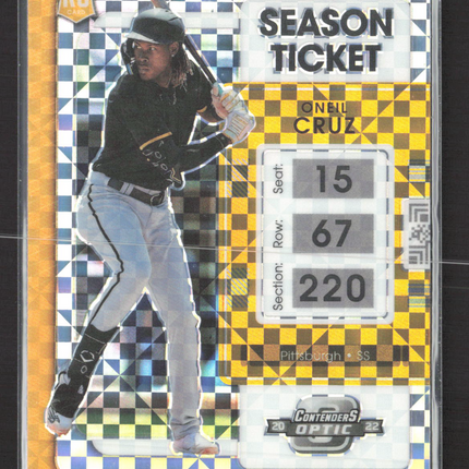 2022 Panini Chronicles Contenders Optic Baseball Oneil Cruz #3 Season Ticket RC
