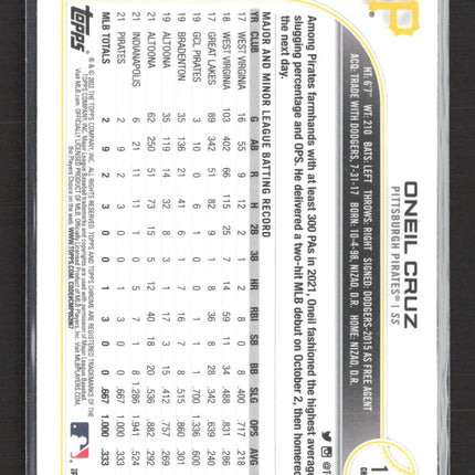 2022 Topps Chrome Oneil Cruz #128 Logofractor RC