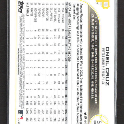 2022 Topps Series 2 Oneil Cruz #537 RC
