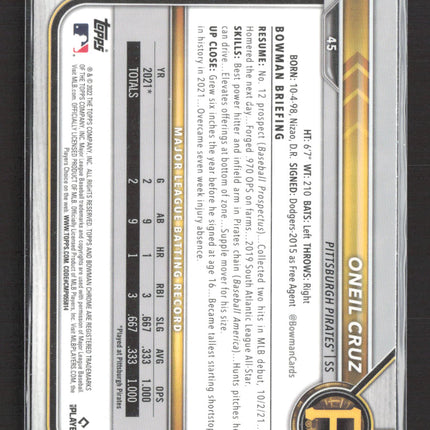 2022 Topps Bowman Chrome Oneil Cruz #45 RC