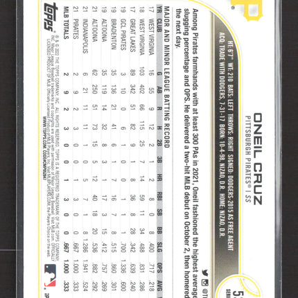 2022 Topps Series 2 Oneil Cruz #537 RC