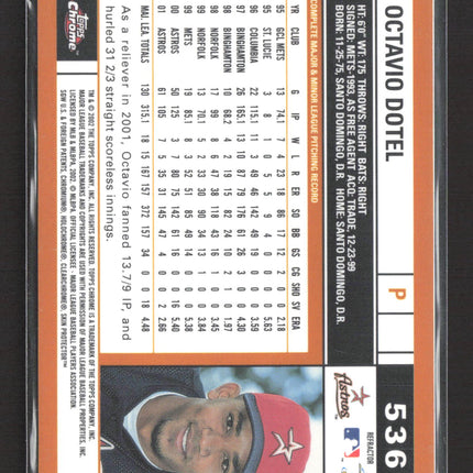2002 Topps Chrome Octavio Dotel #536 Gold Refractor