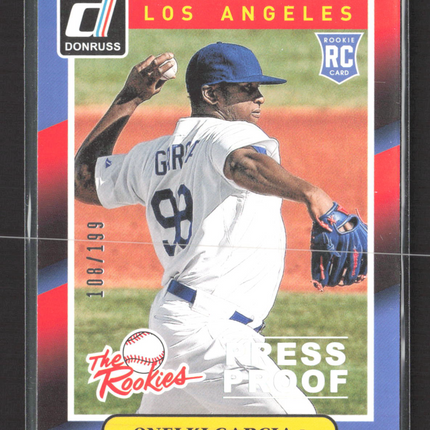 2014 Donruss The Rookies Onelki Garcia #34 Press Proof Blue RC 108/199