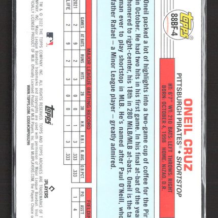 2022 Topps 1988 Topps Baseball Oneil Cruz #88BF-4 RC rainbow foil
