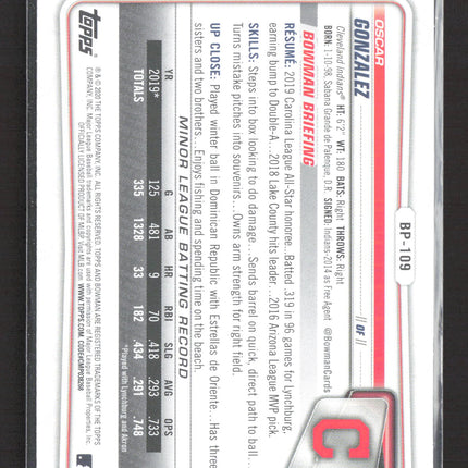 2020 Bowman Oscar Gonzalez #BP-109 1st Bowman