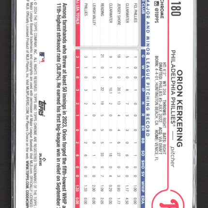 2024 Topps Chrome Orion Kerkering #180  RC
