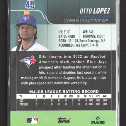 2022 Topps Stadium Club Chrome Otto Lopez #45 RC