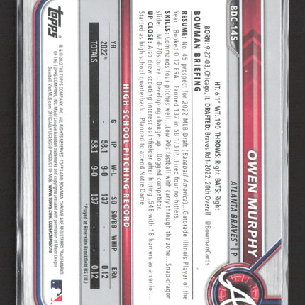 2022 Topps Bowman Draft Chrome Owen Murphy #BDC-145