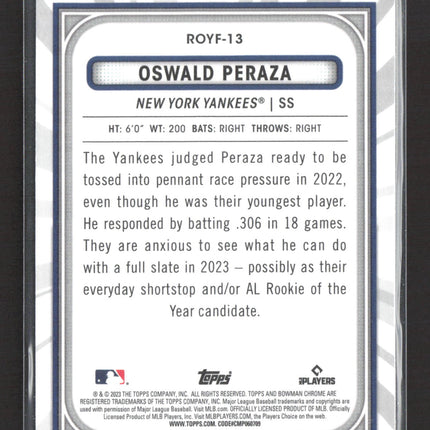 2023 Bowman Chrome Rookie of the Year Favorites Oswald Peraza #ROYF-13 RC