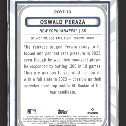 2023 Bowman Chrome Rookie of the Year Favorites Oswald Peraza #ROYF-13 RC