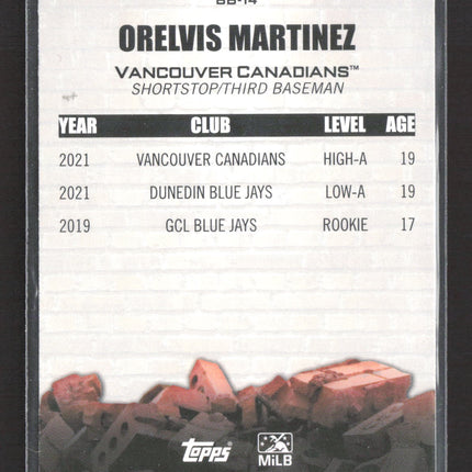 2022 Topps Pro Debut Brick by Brick Orelvis Martinez #BB-14