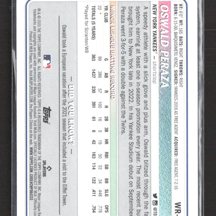 2023 Topps Big League Oswald Peraza #WR-29 Rainbow Foil RC 030/199