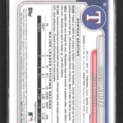 2024 Bowman Owen White #57 RC