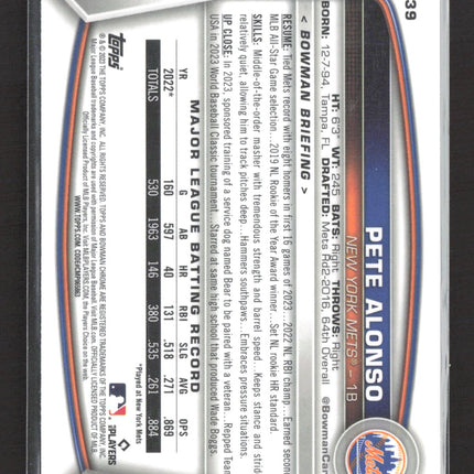 2023 Topps Bowman Chrome Pete Alonso #39