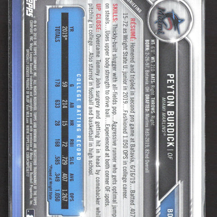 2019 Bowman Draft Peyton Burdick #BD-74 Green 1st Bowman 05/99