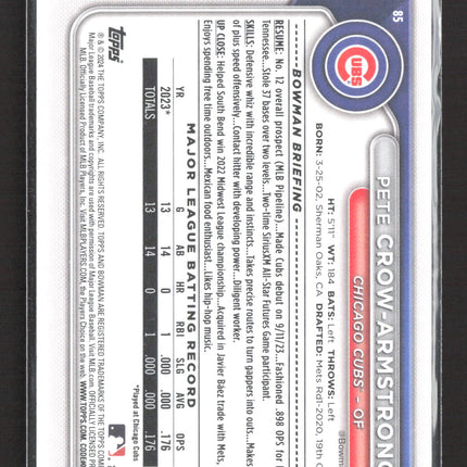 2024 Topps Bowman Pete Crow-Armstrong #85 RC