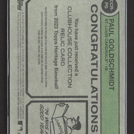 2023 Topps Heritage Clubhouse Collection Paul Goldschmidt #CCR-PG Bat Relic