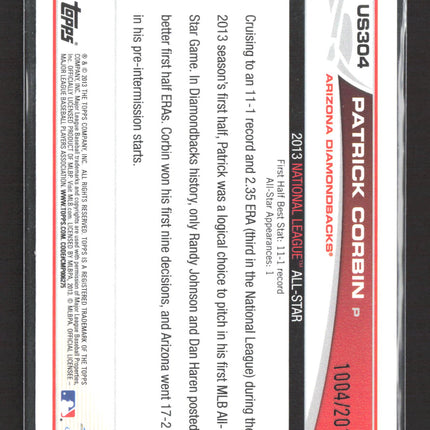 2013 Topps Update Patrick Corbin #US304 Gold 1004/2013