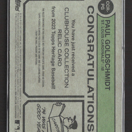 2023 Topps Heritage Clubhouse Collection Paul Goldschmidt #CCR-PG Bat Relic