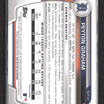 2023 Bowman Chrome Peyton Graham #BCP-57 1st Bowman