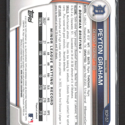 2023 Topps Bowman Chrome Peyton Graham #BCP-57 Lunar Glow Refractor