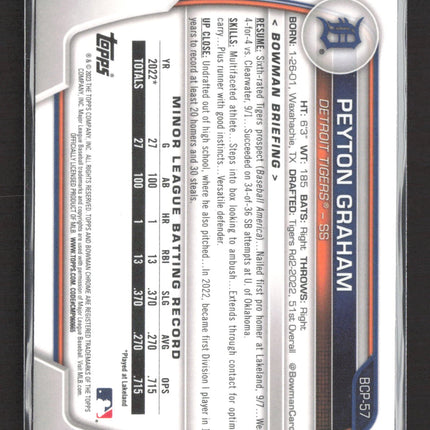 2023 Bowman Chrome Peyton Graham #BCP-57 1st Bowman