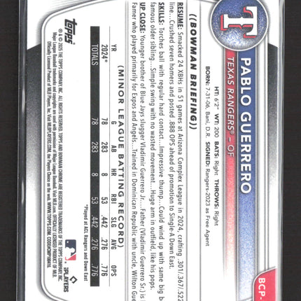 2025 Bowman Chrome Pablo Guerrero #BCP-144 Blue Sapphire