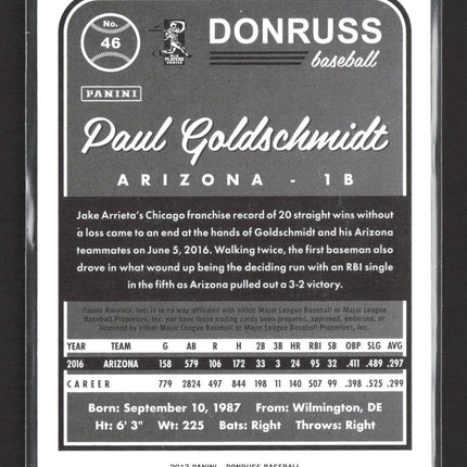 2017 Panini Donruss Baseball Paul Goldschmidt #46 Independence Day 412/500