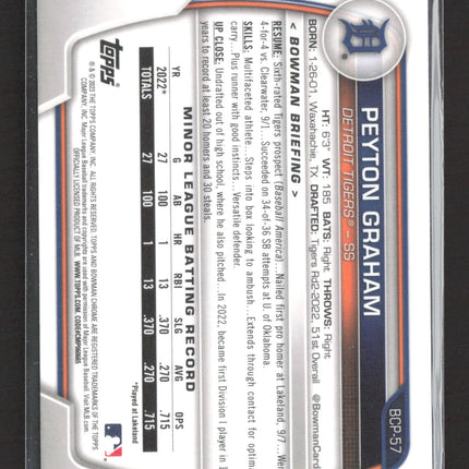2023 Topps Bowman Chrome Peyton Graham #BCP-57