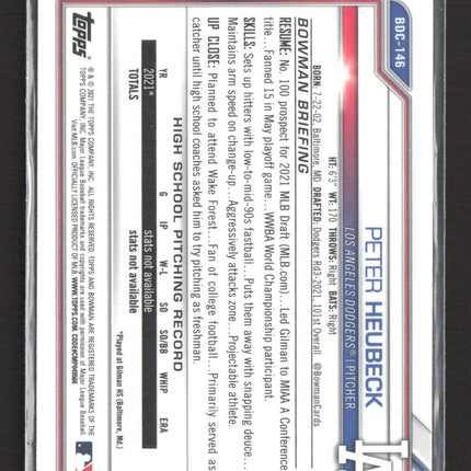 2021 Bowman Chrome Draft Peter Heubeck #BDC-146 RayWave Refractor 1st Bowman