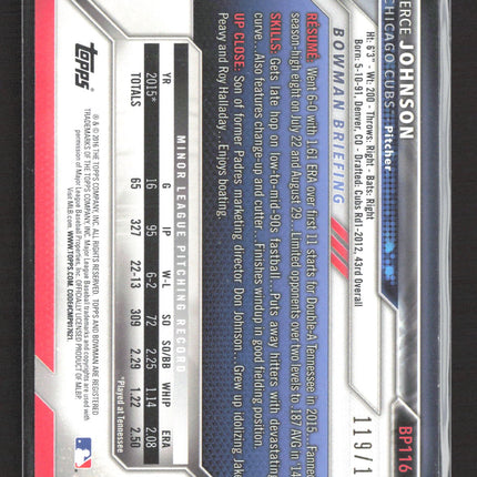2016 Bowman Pierce Johnson #BP116 Blue /150