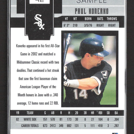 2003 Leaf Certified Materials Paul Konerko #42 Sample