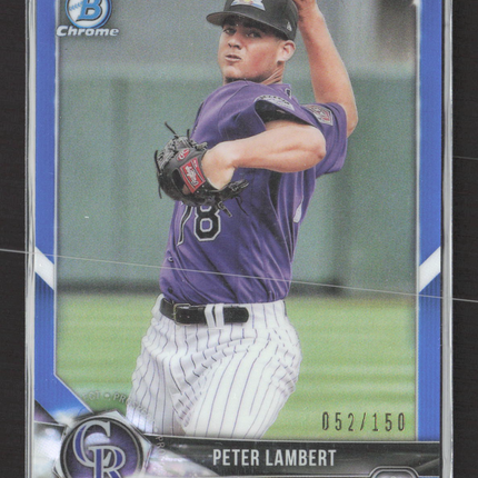 2018 Bowman Chrome Peter Lambert #BCP179 Blue Refractor 052/150