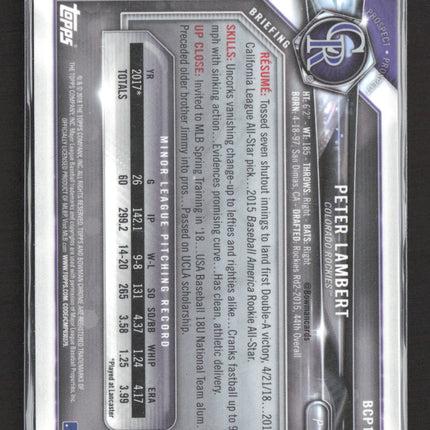 2018 Bowman Chrome Peter Lambert #BCP179 Blue Refractor 052/150