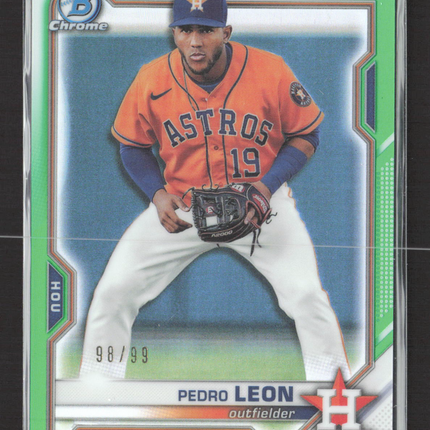 2018 Bowman Chrome Pedro Leon #BDC-92 Green Refractor 98/99